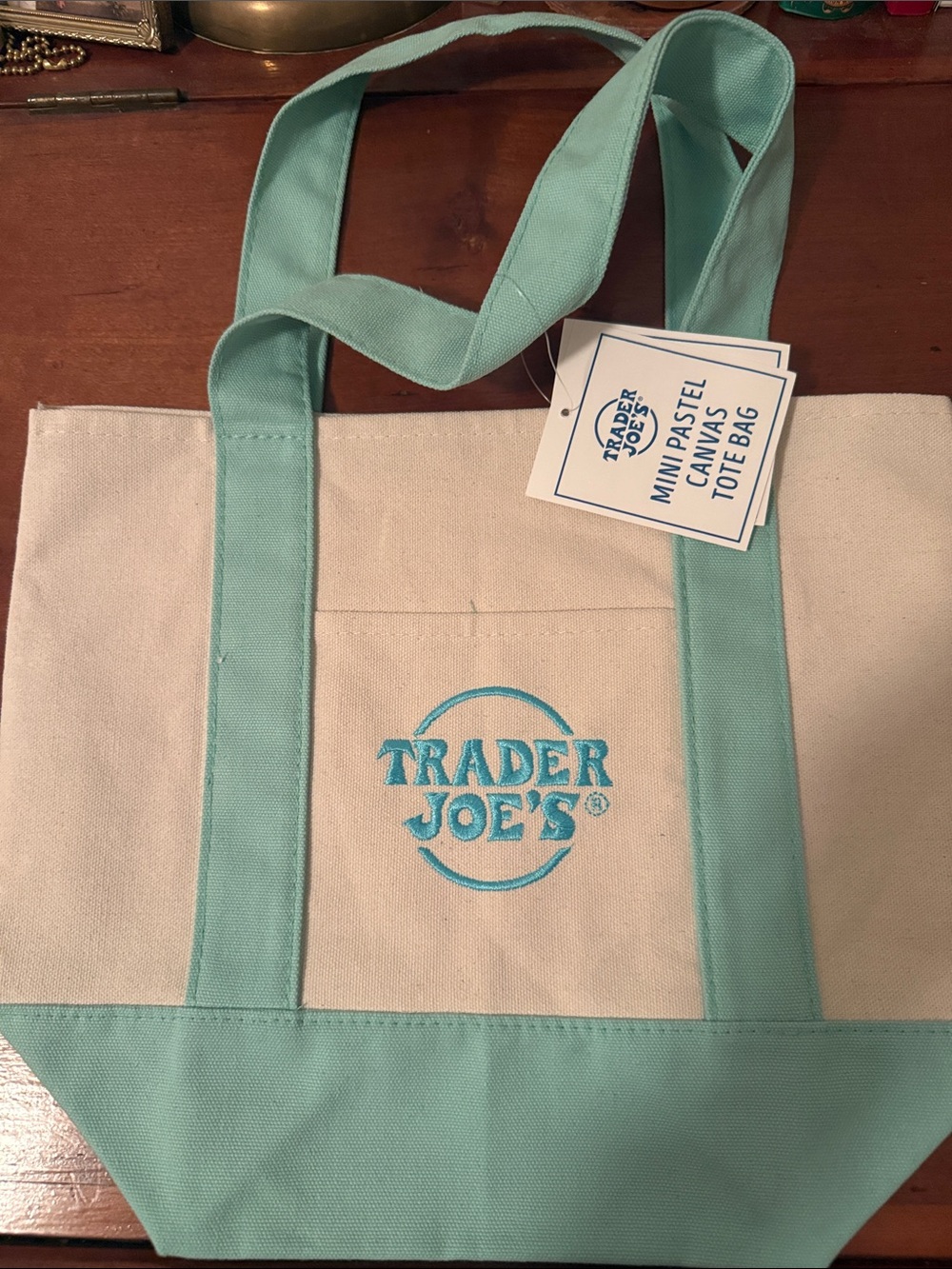 Mint Pastel Canvas Tote Bag trader joes